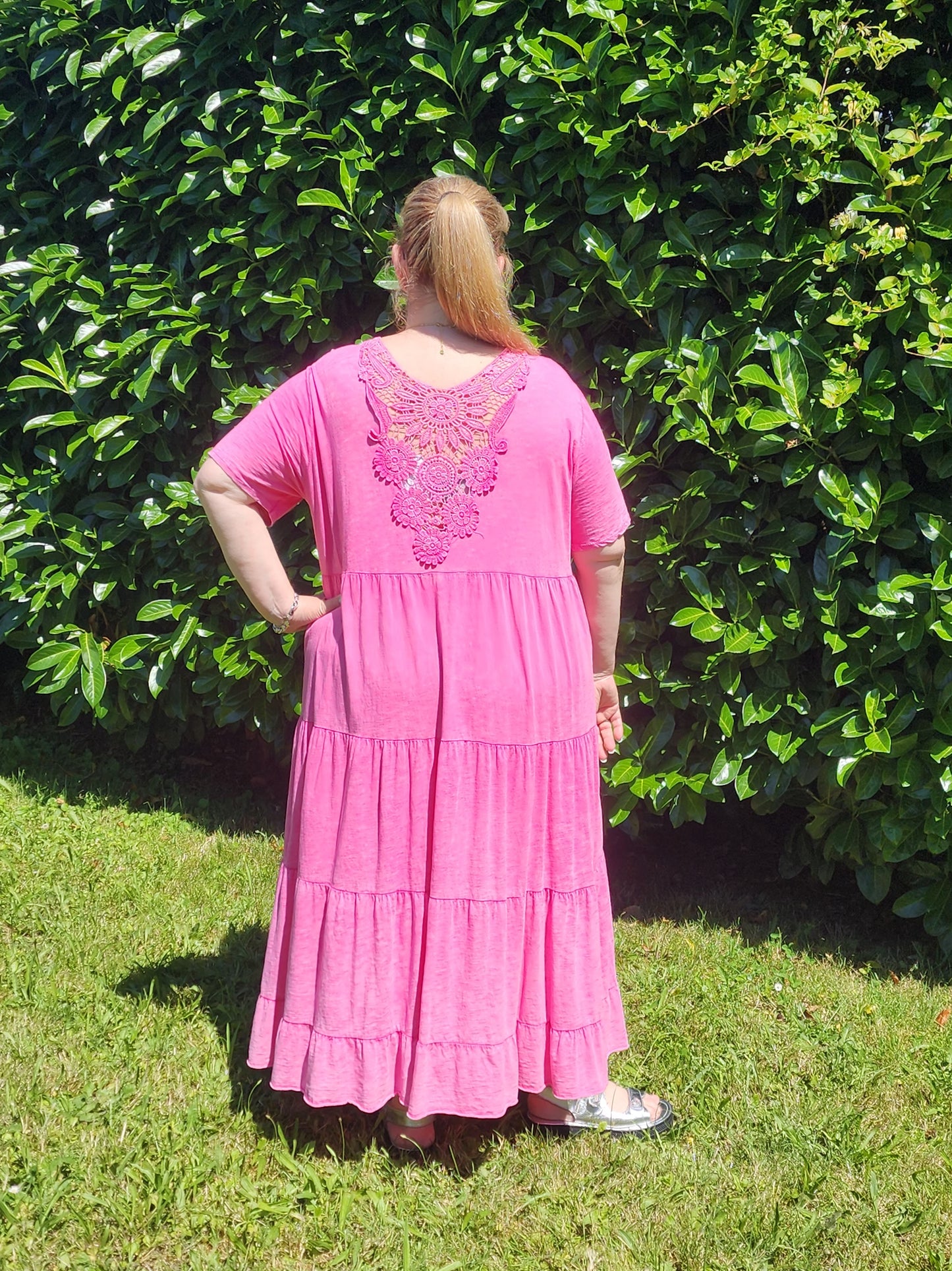 Robe dos dentelle FUSCHIA