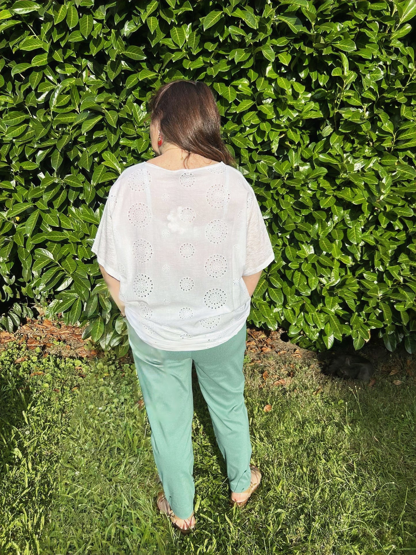 T-shirt dos broderie anglaise